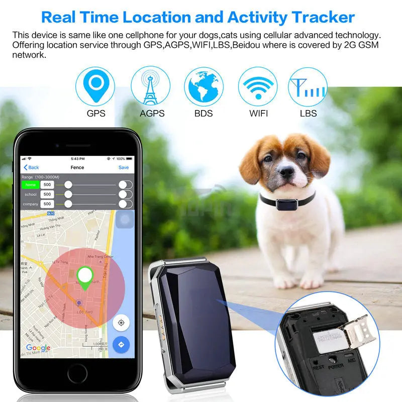 GPS Pet Tracker Collar for Lost Pet Location Tracking Paw Pop Store